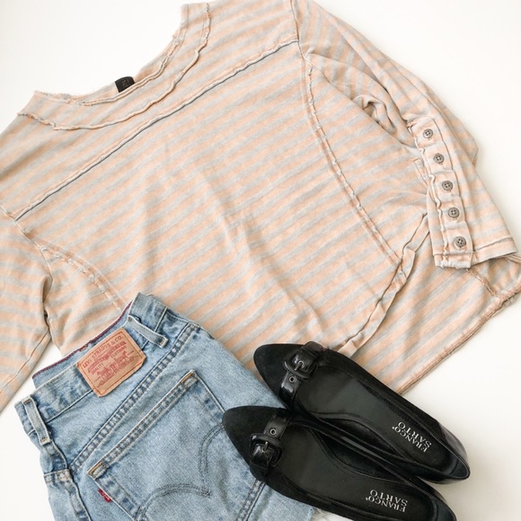 Free People Tops - Free People New Romantics raw hem striped top